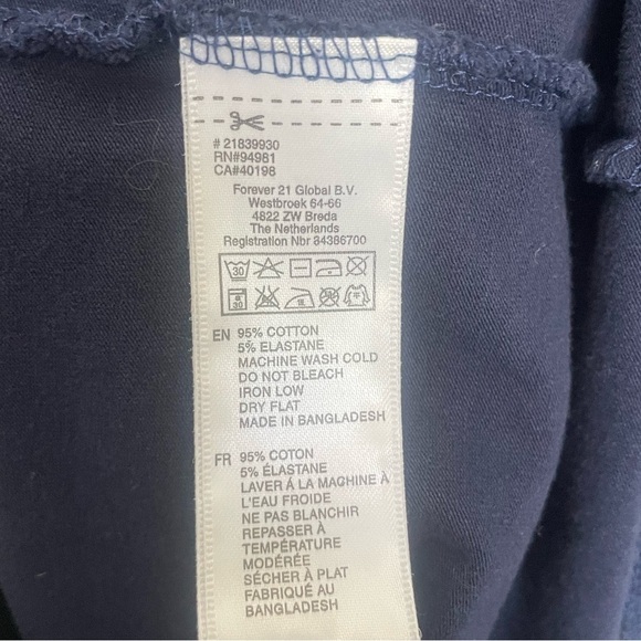 Forever 21 Navy Blue Bodycon Mini Dress Scoop  3/4 Sleeve Stretchy Cotton Blend - Picture 3 of 8